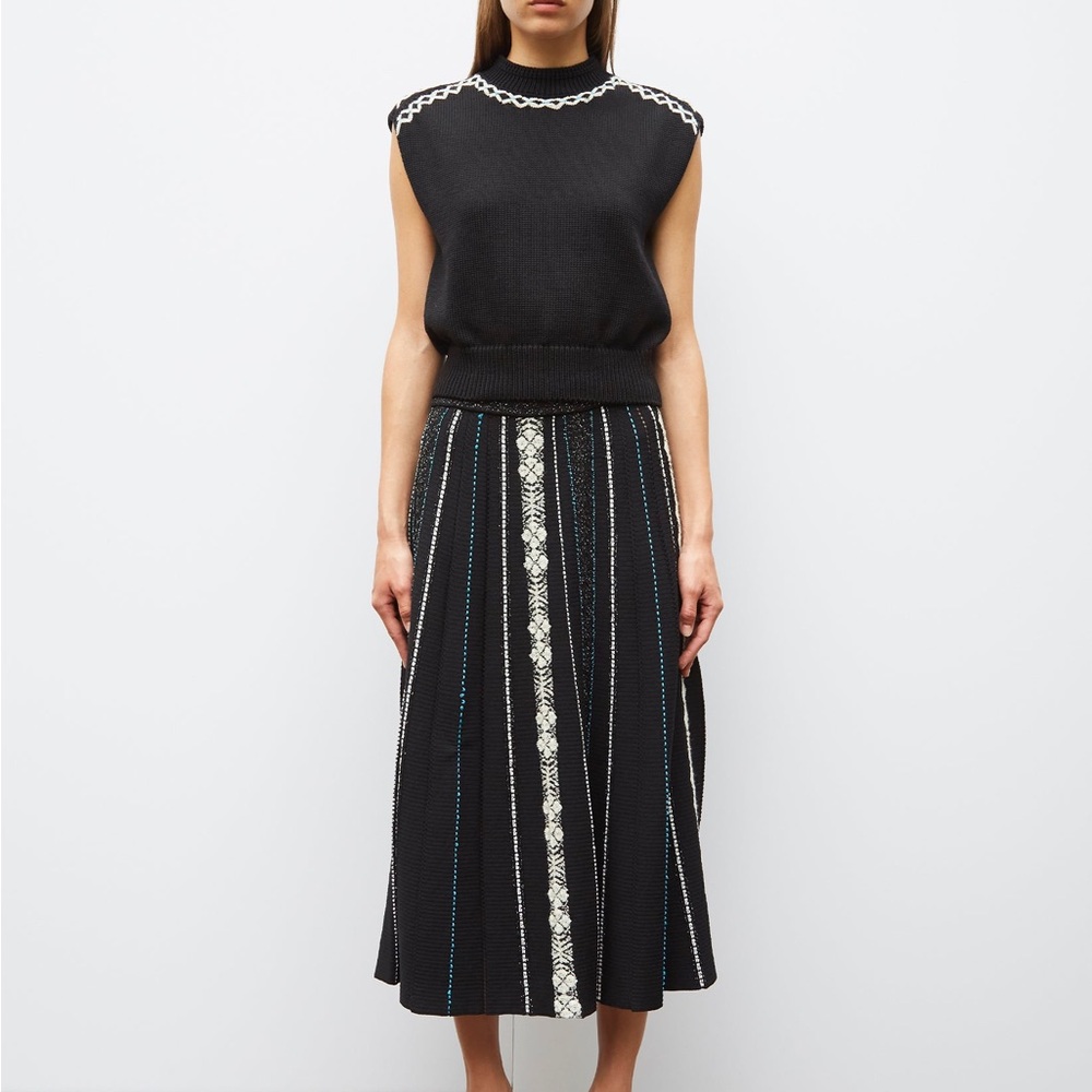 Molli Black and White Graphic Ribbon Knit Skirt XS